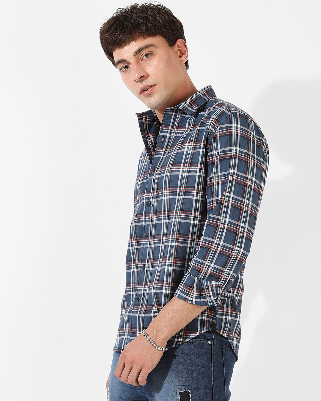 Shop Men's Blue Checked Shirt-Back