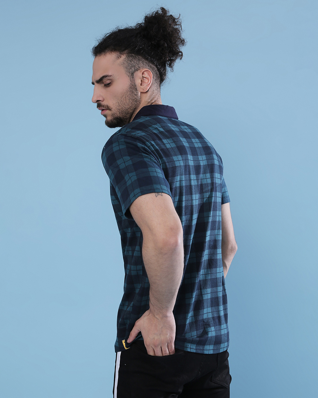 Shop Men's Blue Checkered Shirt-Back