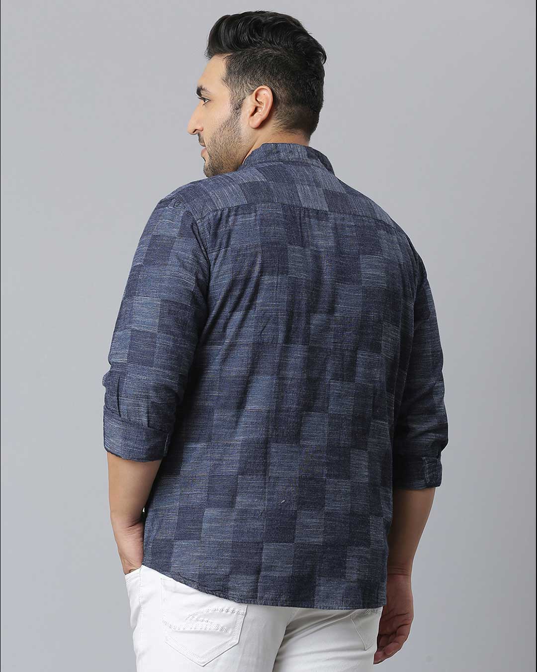 Shop Men's Blue Checks Stylish Full Sleeve Casual Shirt-Back