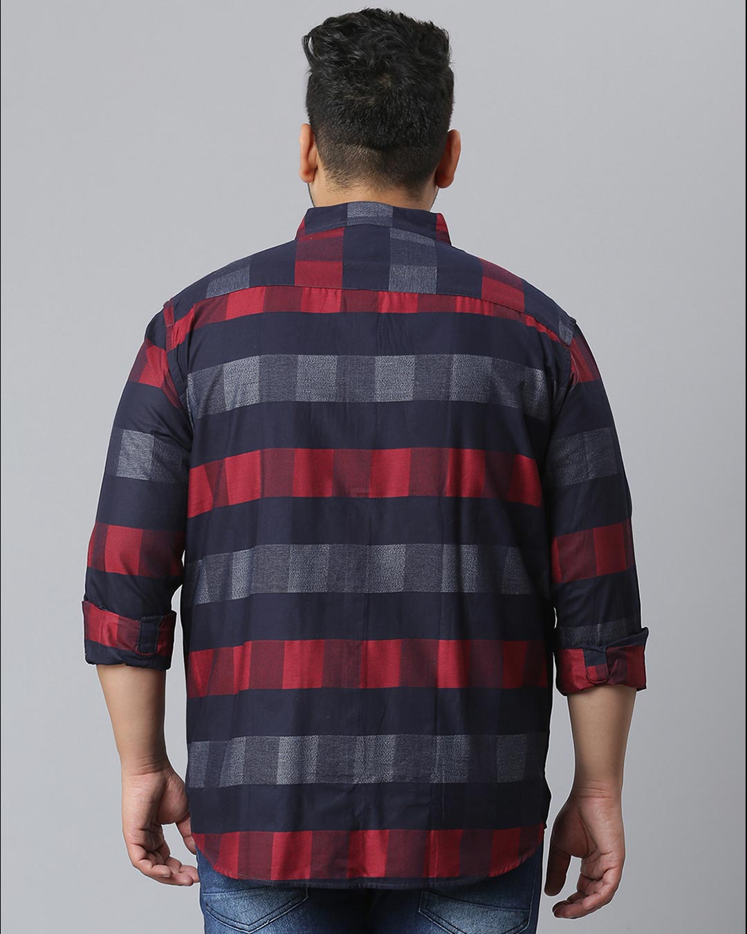 Shop Men's Blue Checks Stylish Full Sleeve Casual Shirt-Back