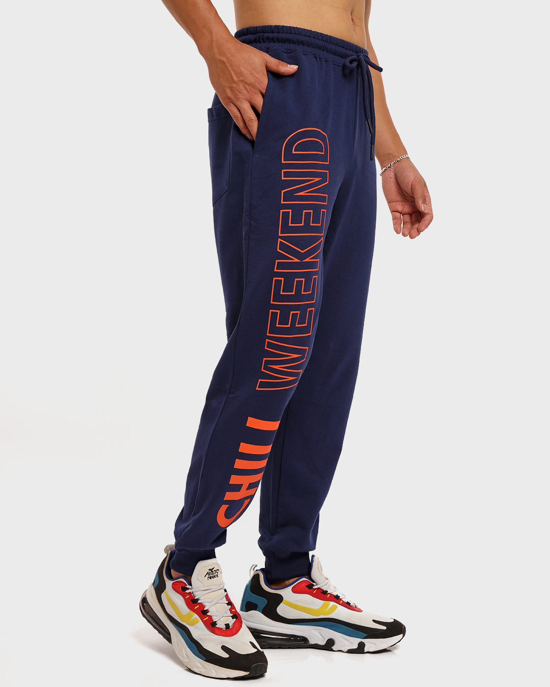 Shop Men's Blue Chill Weekend Typography Joggers-Back