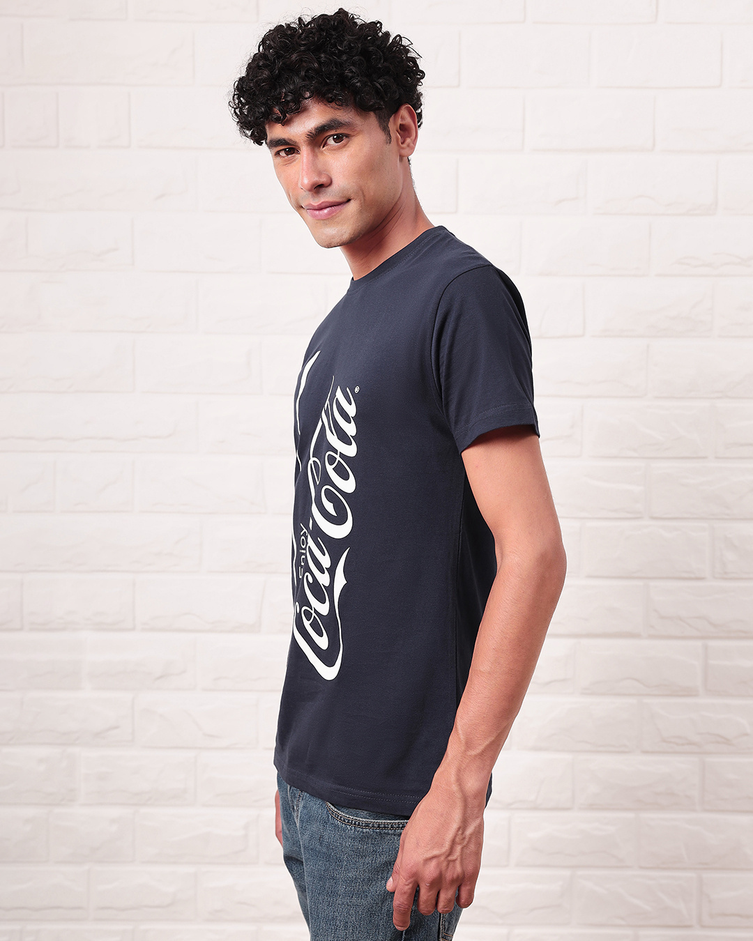 Shop Men's Blue Coca Cola Wave Graphic Printed T-shirt-Back