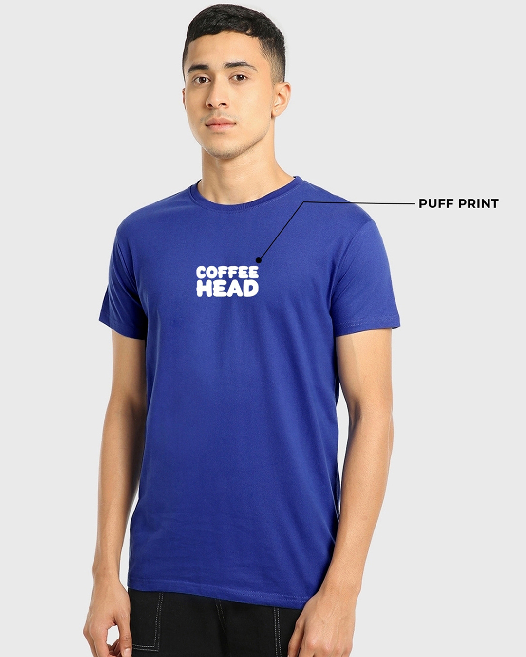 Shop Men's Blue Coffee Head Graphic Printed T-shirt-Back