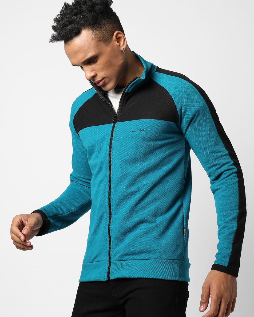 Shop Men's Blue Color Block Activewear Jacket-Back