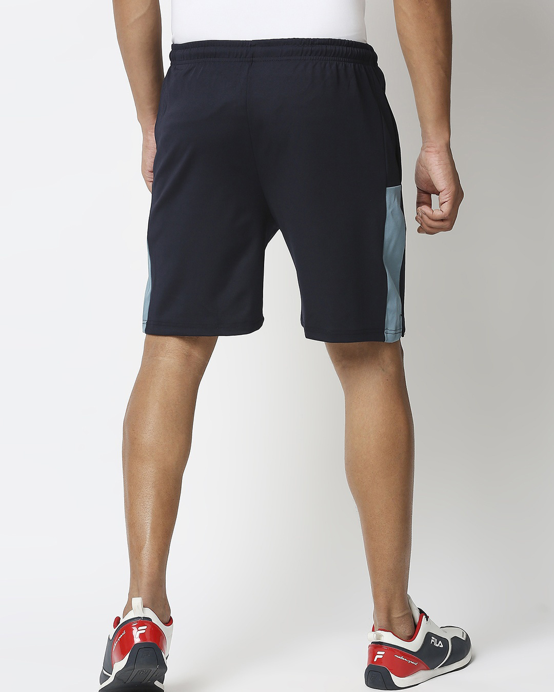 Shop Men's Blue Color Block Casual Shorts-Back