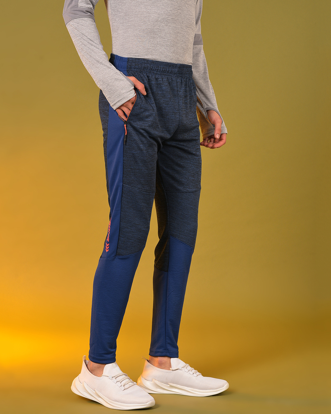 Shop Men's Blue Color Block Elasticated Track Pants-Back