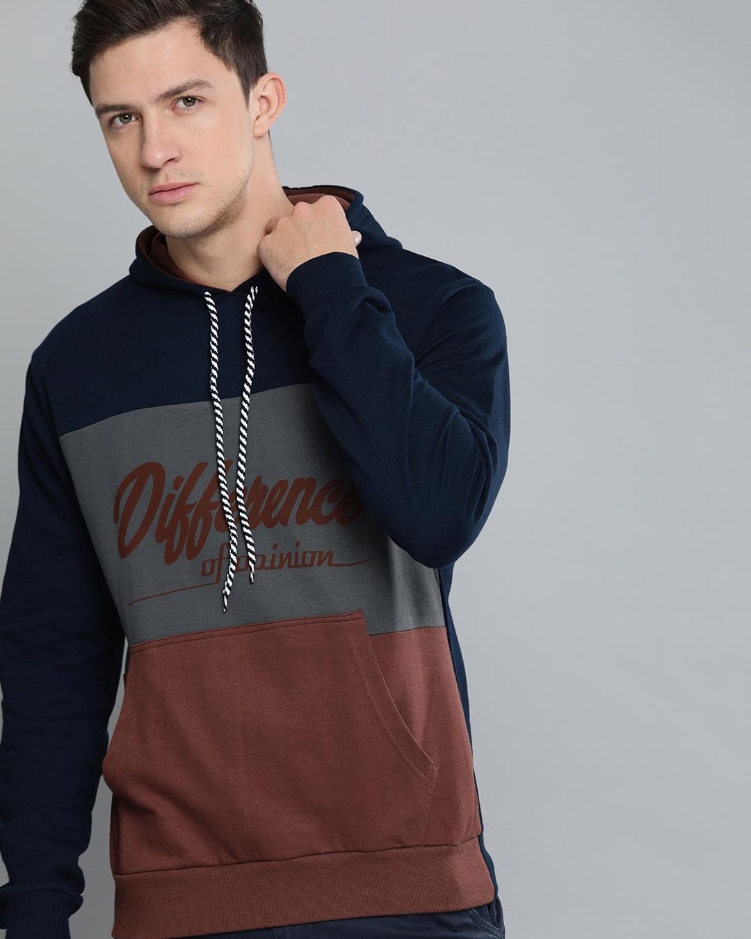 Buy Men's Blue Color Block Hoodie for Men Blue Online at Bewakoof