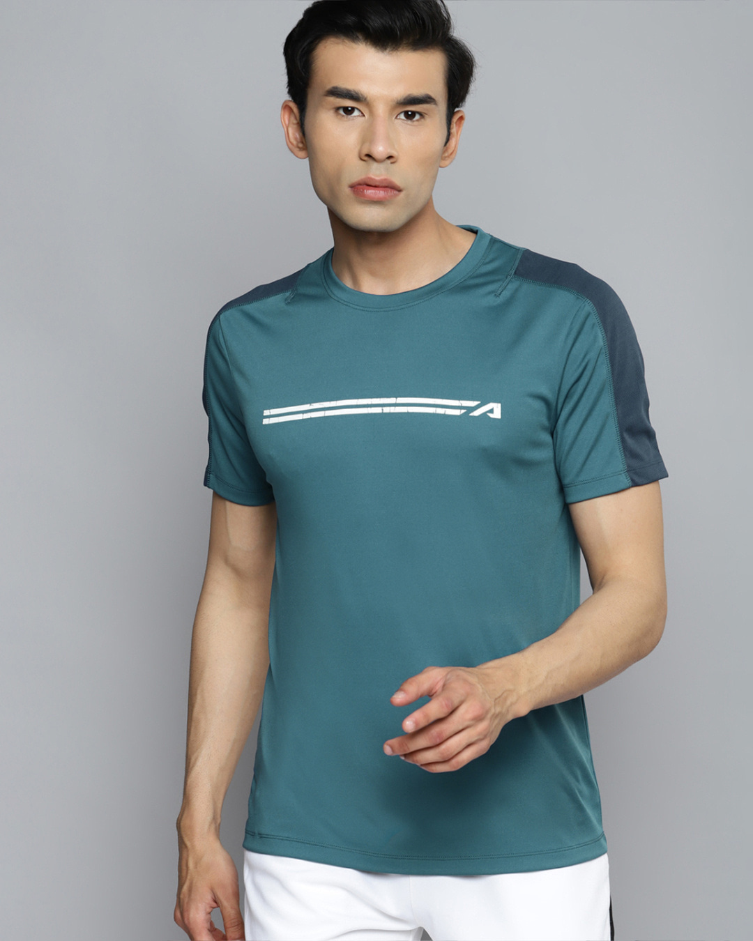 Buy Mens Blue Color Block Slim Fit T Shirt Online At Bewakoof 3032