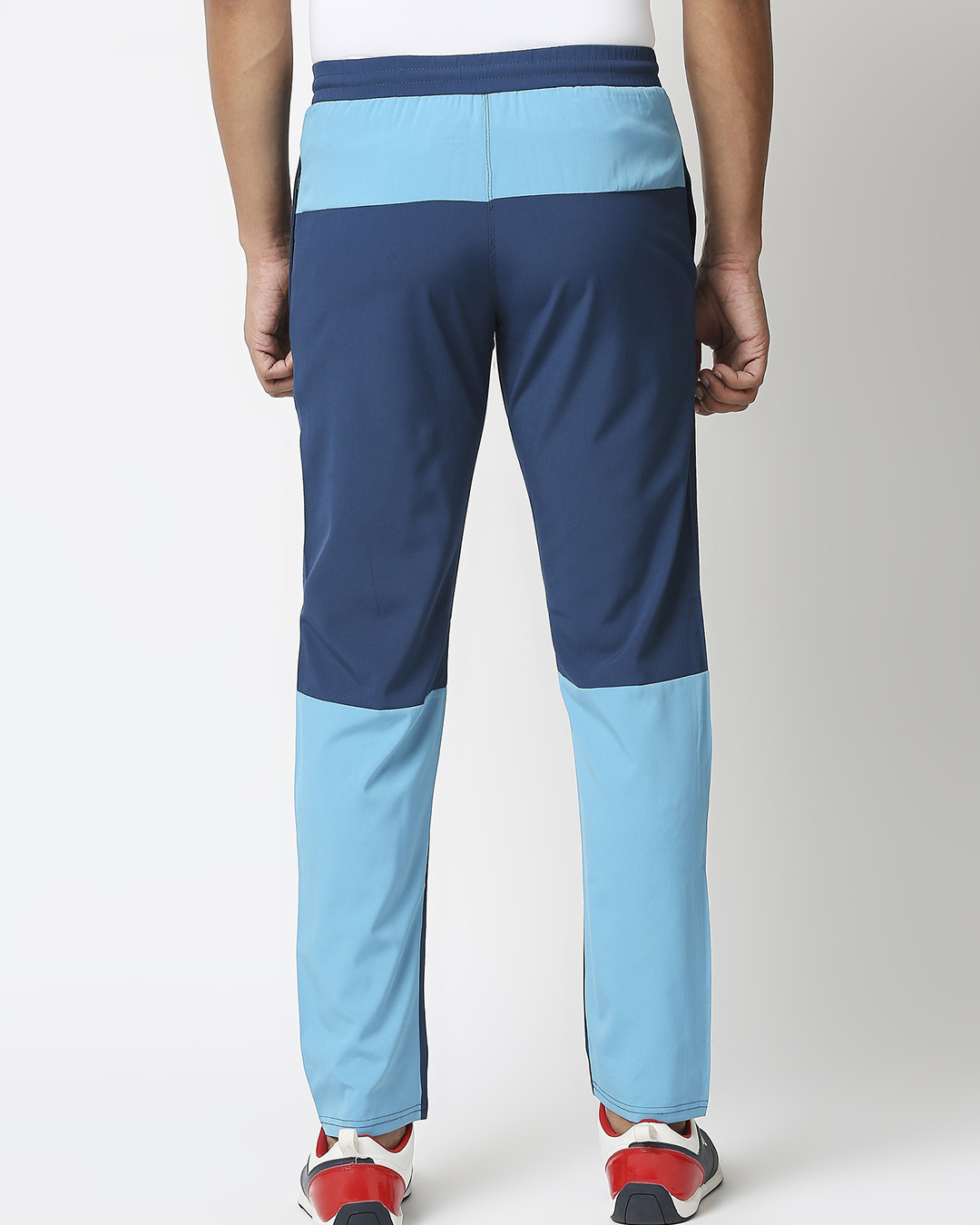Shop Men's Blue Color Block Slim Fit Track Pants-Back