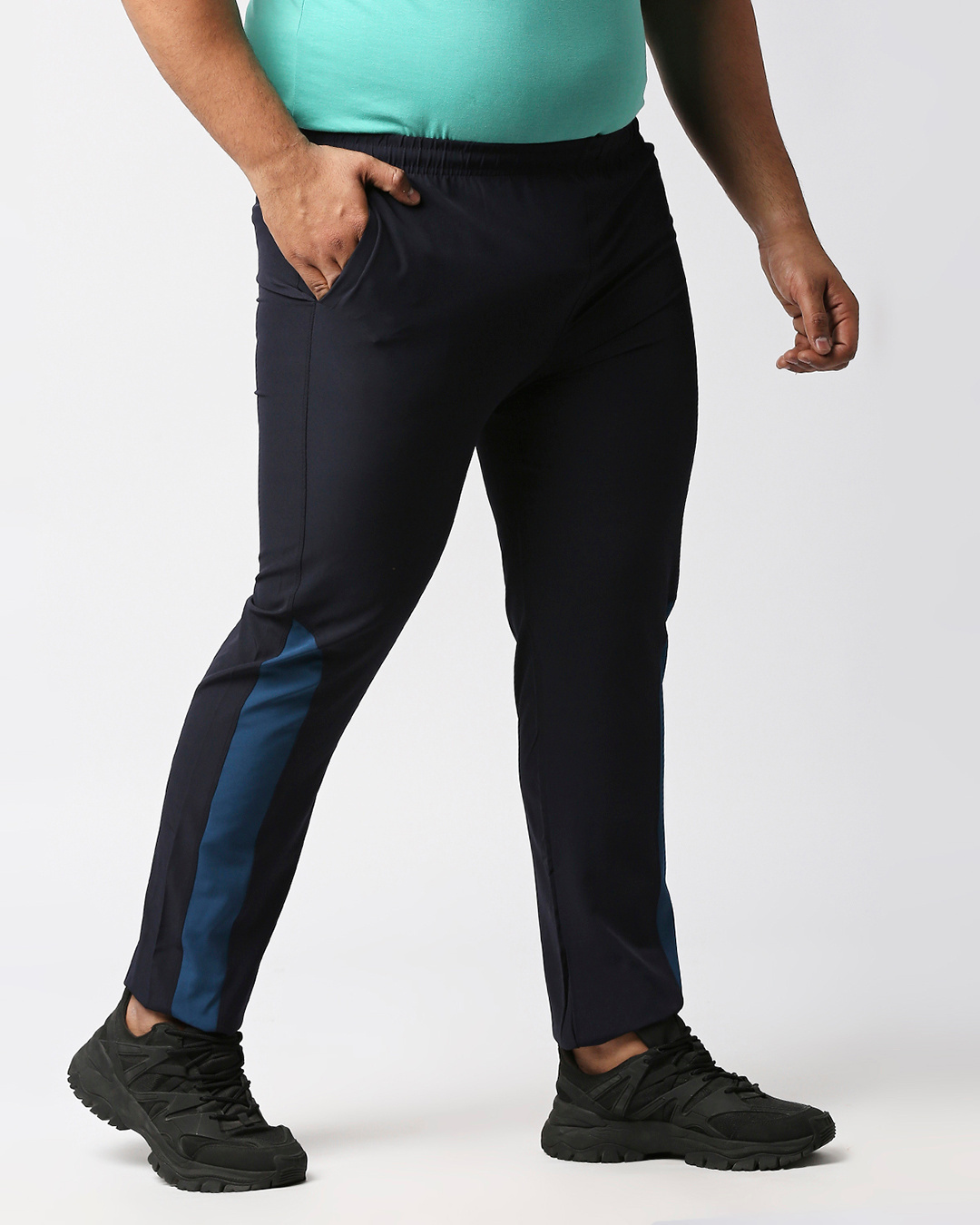 Shop Men's Blue Color Block Track Pants-Back