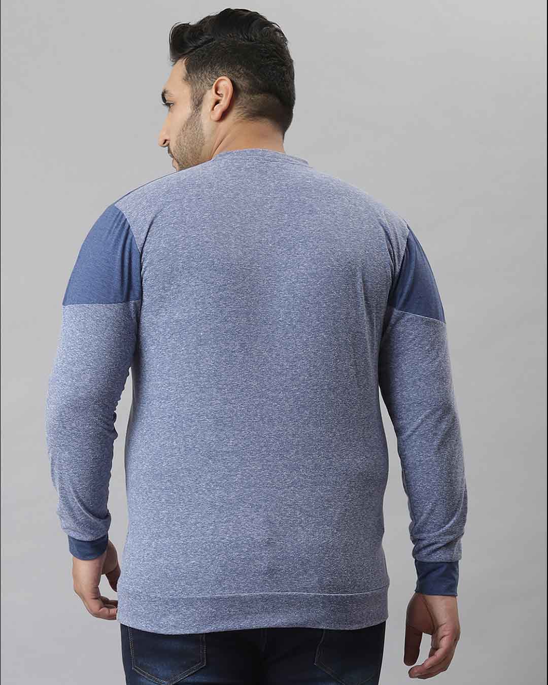 Shop Men's Blue Color Block Plus Size Oversized T-shirt-Back