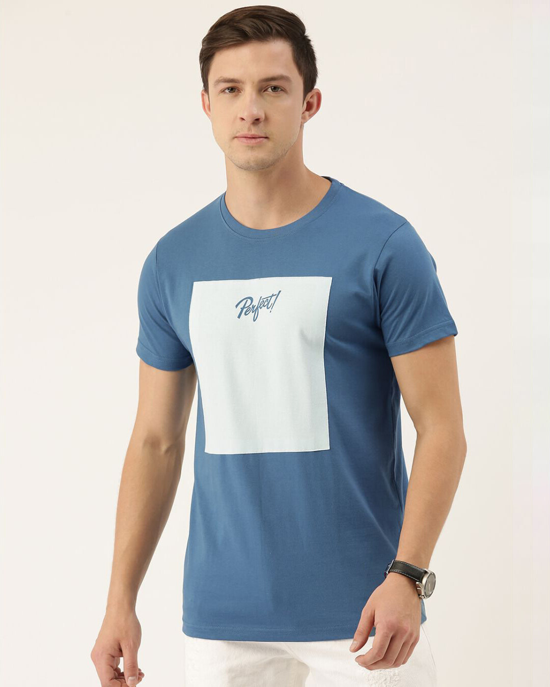 Buy Men's Blue Colourblocked T-shirt for Men Blue Online at Bewakoof