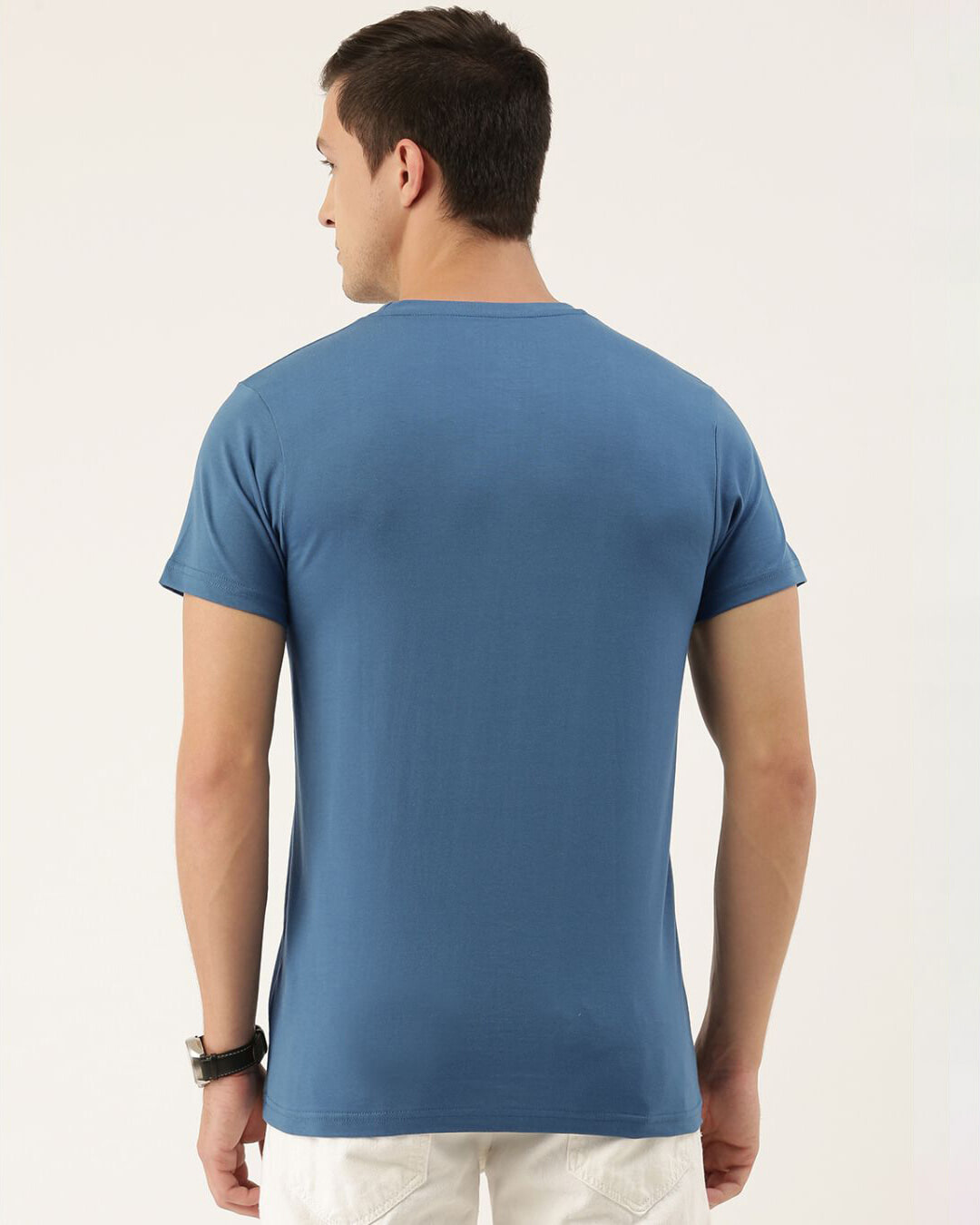 Shop Men's Blue Colourblocked T-shirt-Back