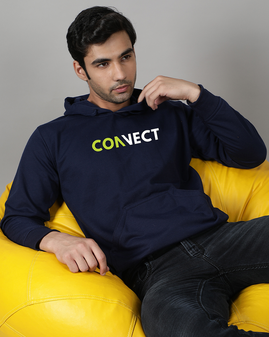 Shop Men's Blue Connect Hoodie Sweatshirt-Back