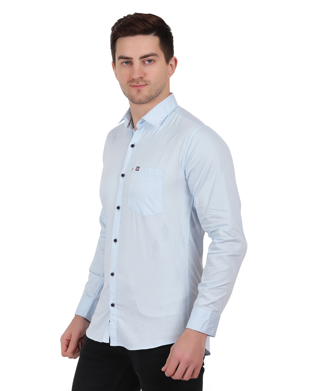 Shop Men's Blue Cotton Jersey Slim Fit Shirt-Back