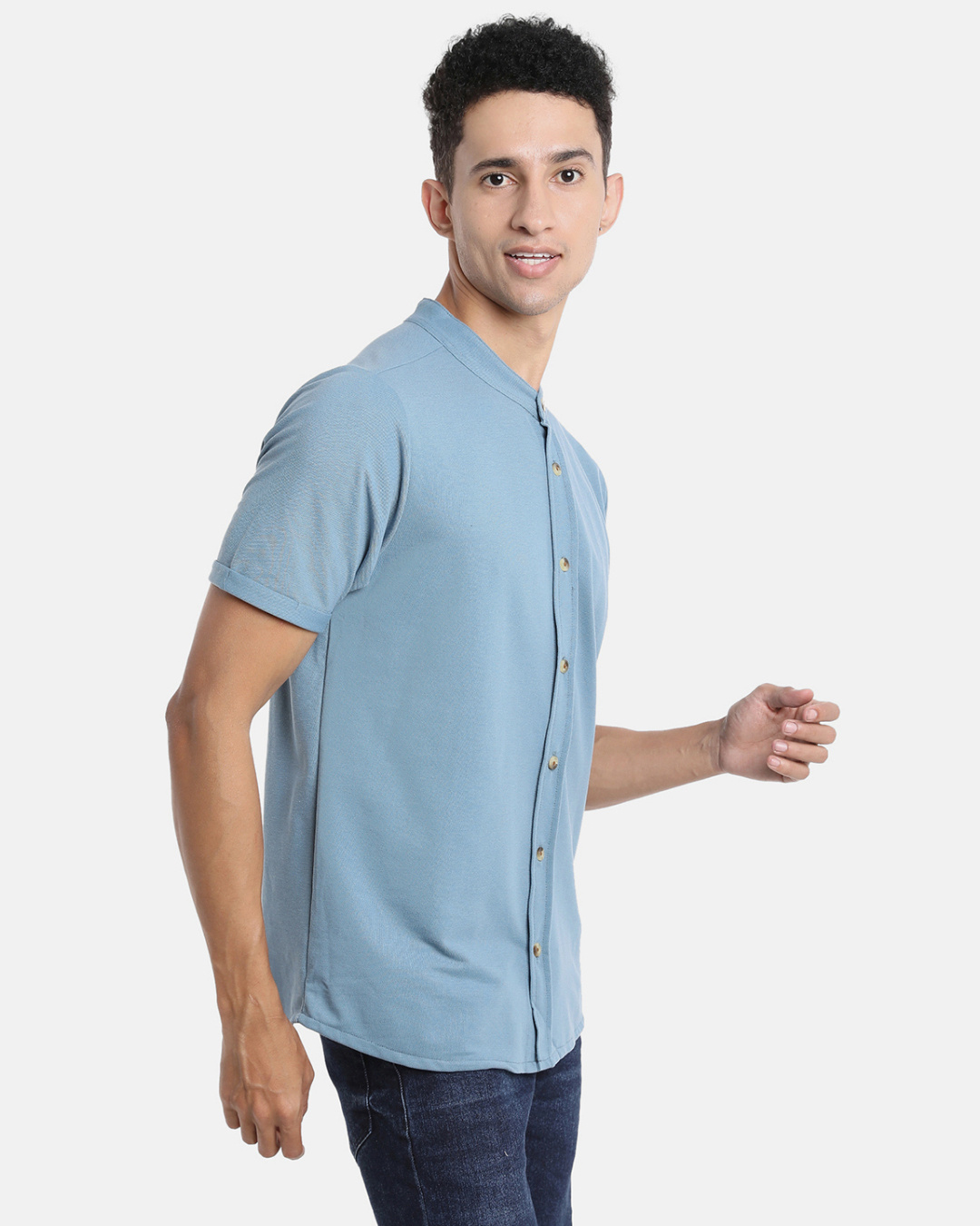 Shop Men's Blue Cotton Shirt-Back