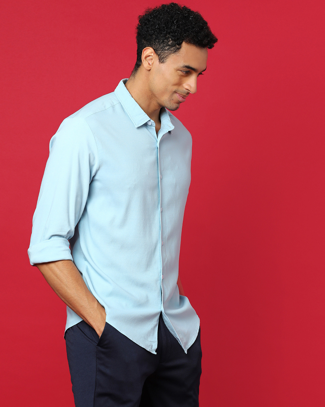 Shop Men's Blue Cotton Shirt-Back