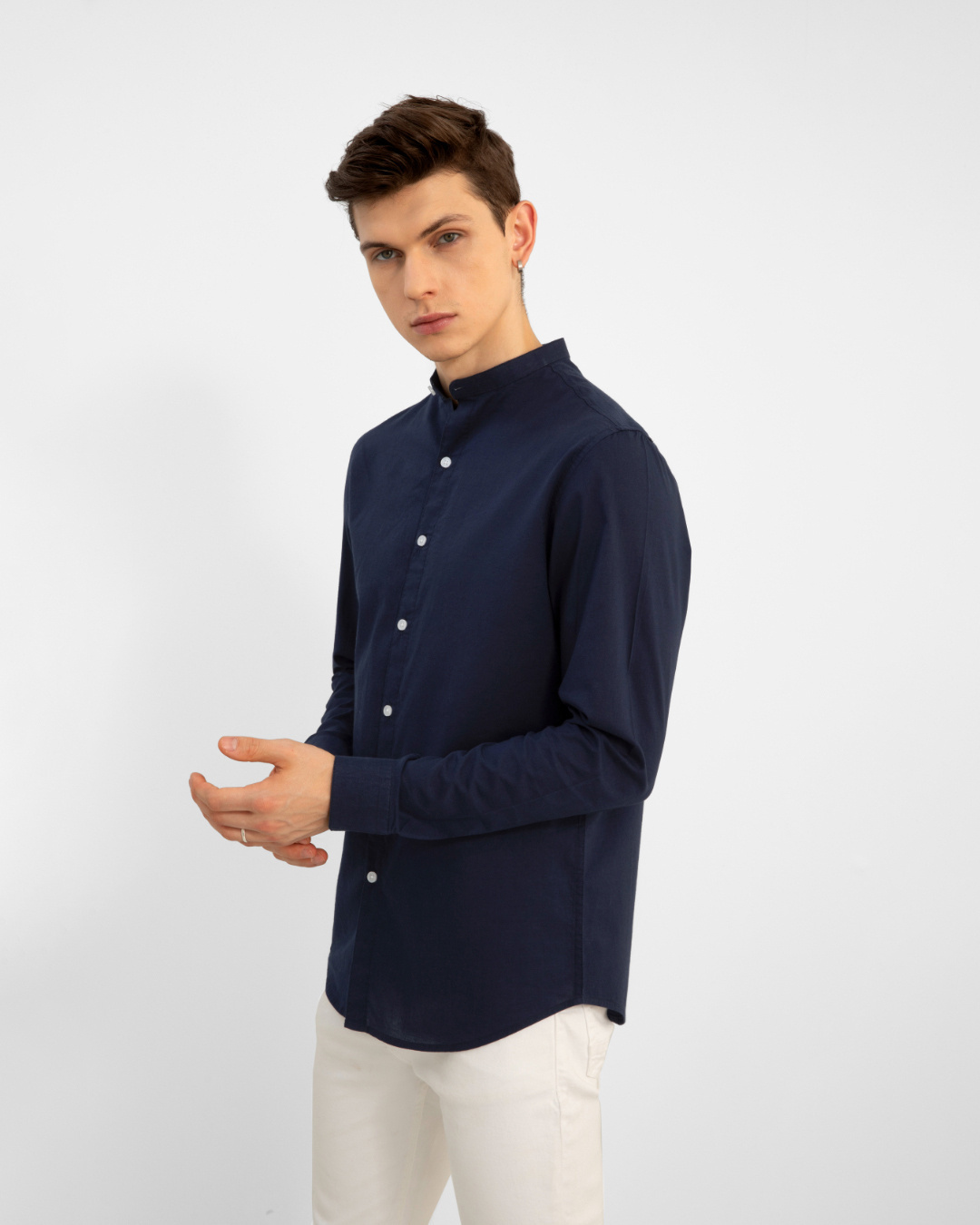 Shop Men's Blue Cotton Slim Fit Shirt-Back