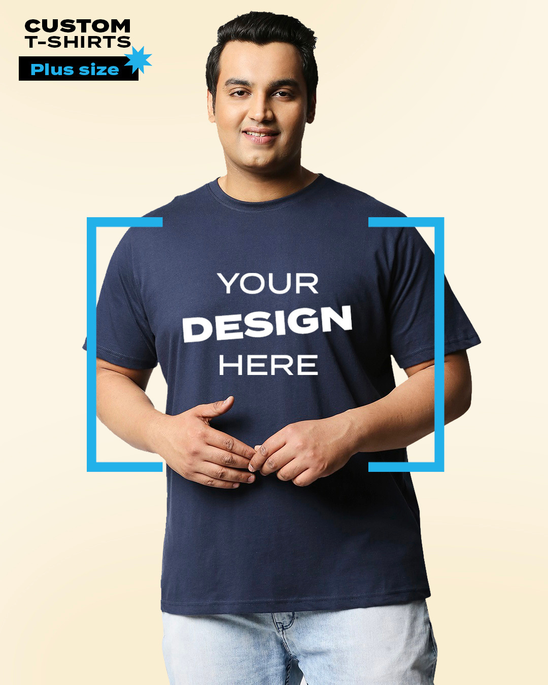 Buy Men's Blue Customizable Plus Size T-shirt Online at Bewakoof