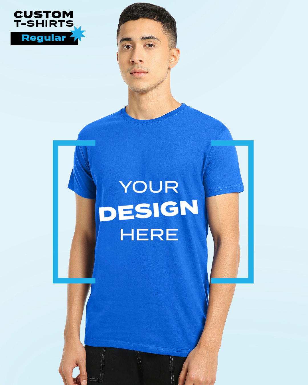 Buy Men's Blue Customizable T-shirt Online at Bewakoof