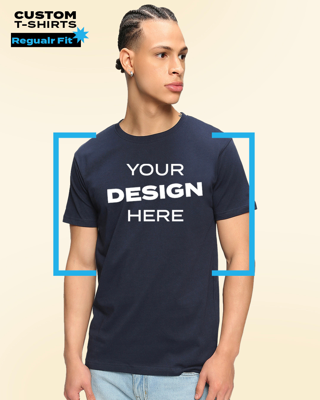 Buy Men's Blue Customizable T-shirt Online at Bewakoof