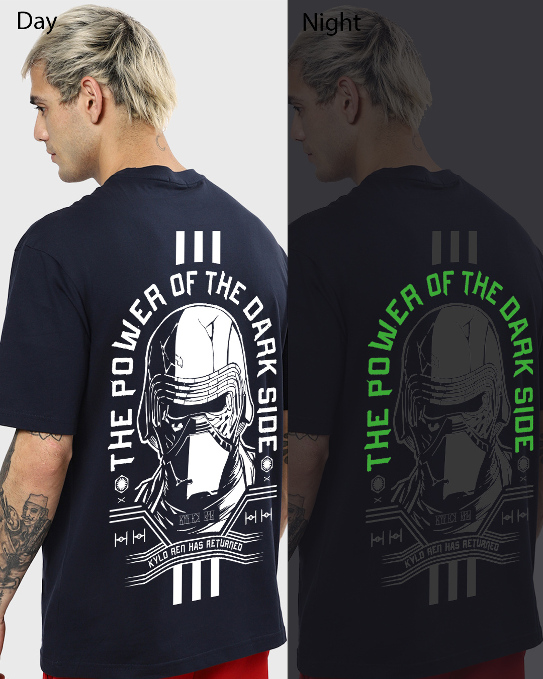 Buy Men's Blue Dark Side Graphic Printed Oversized T-shirt Online at ...