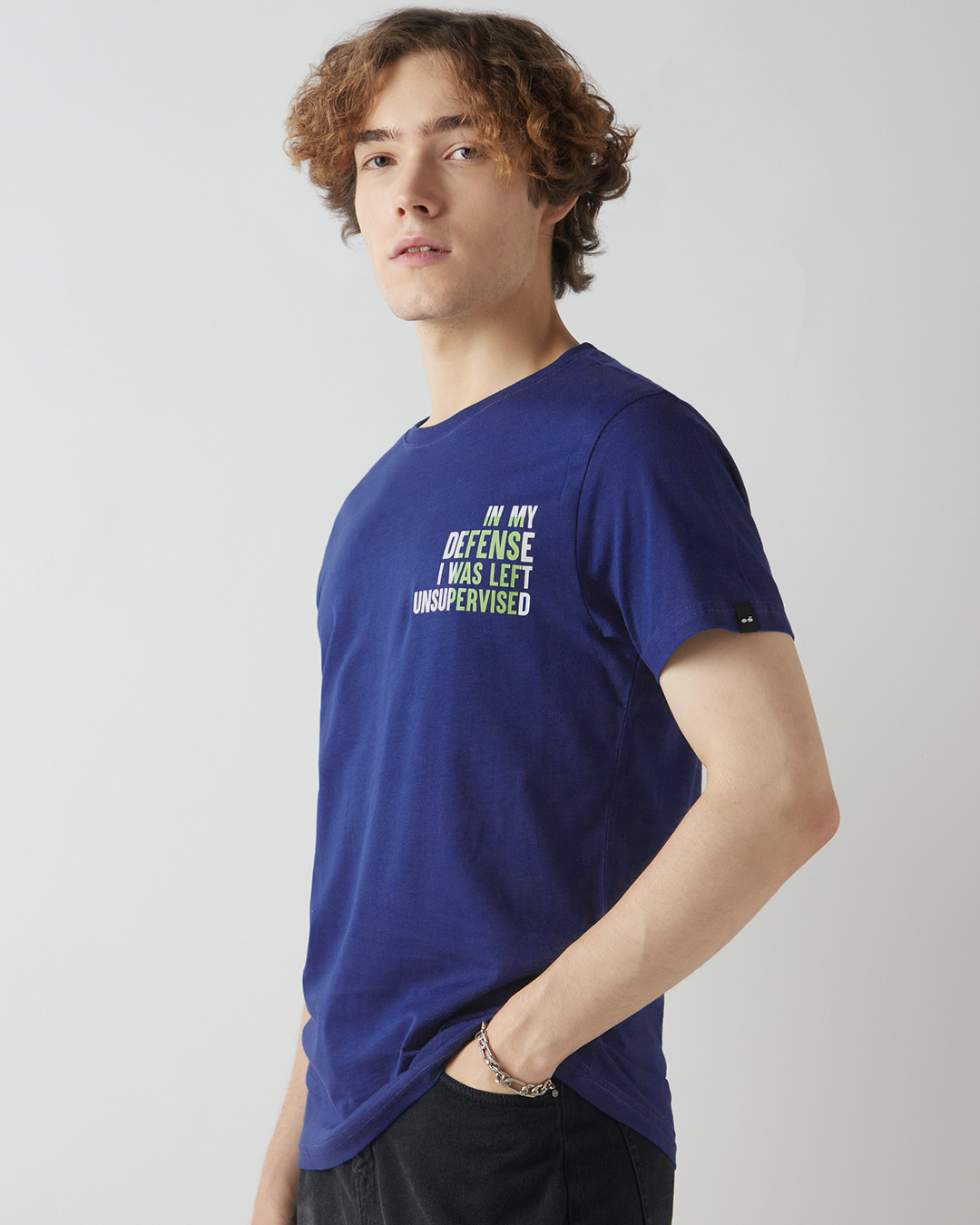 Shop Men's Blue Unsupervised Typography T-shirt-Back