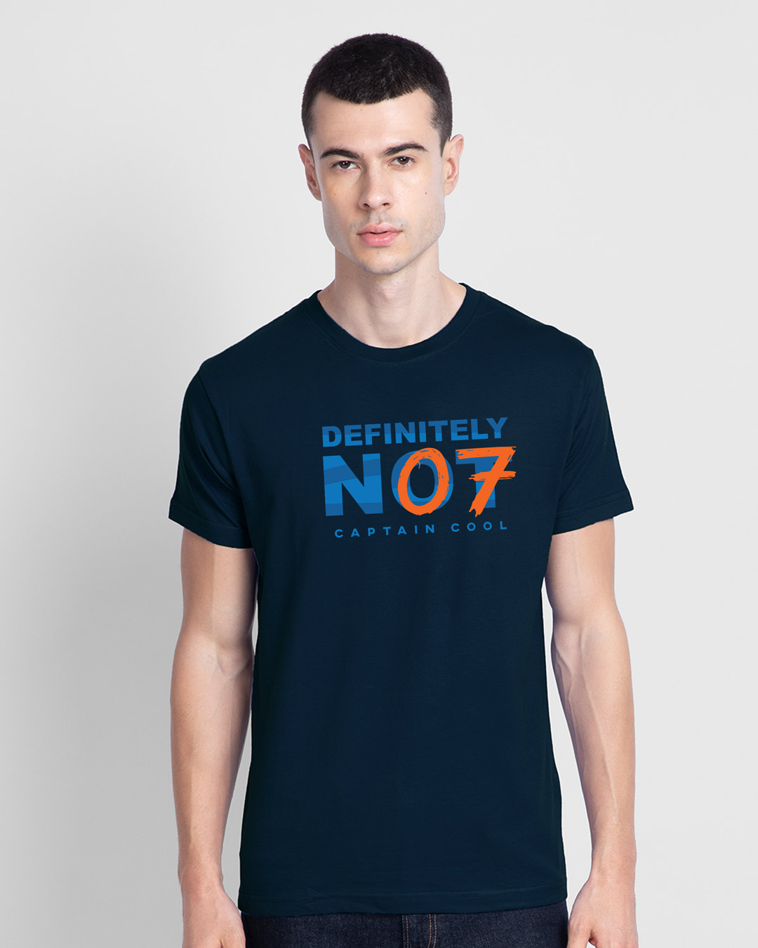 Shop Men's Blue Definitely Not 7 T-shirt-Back