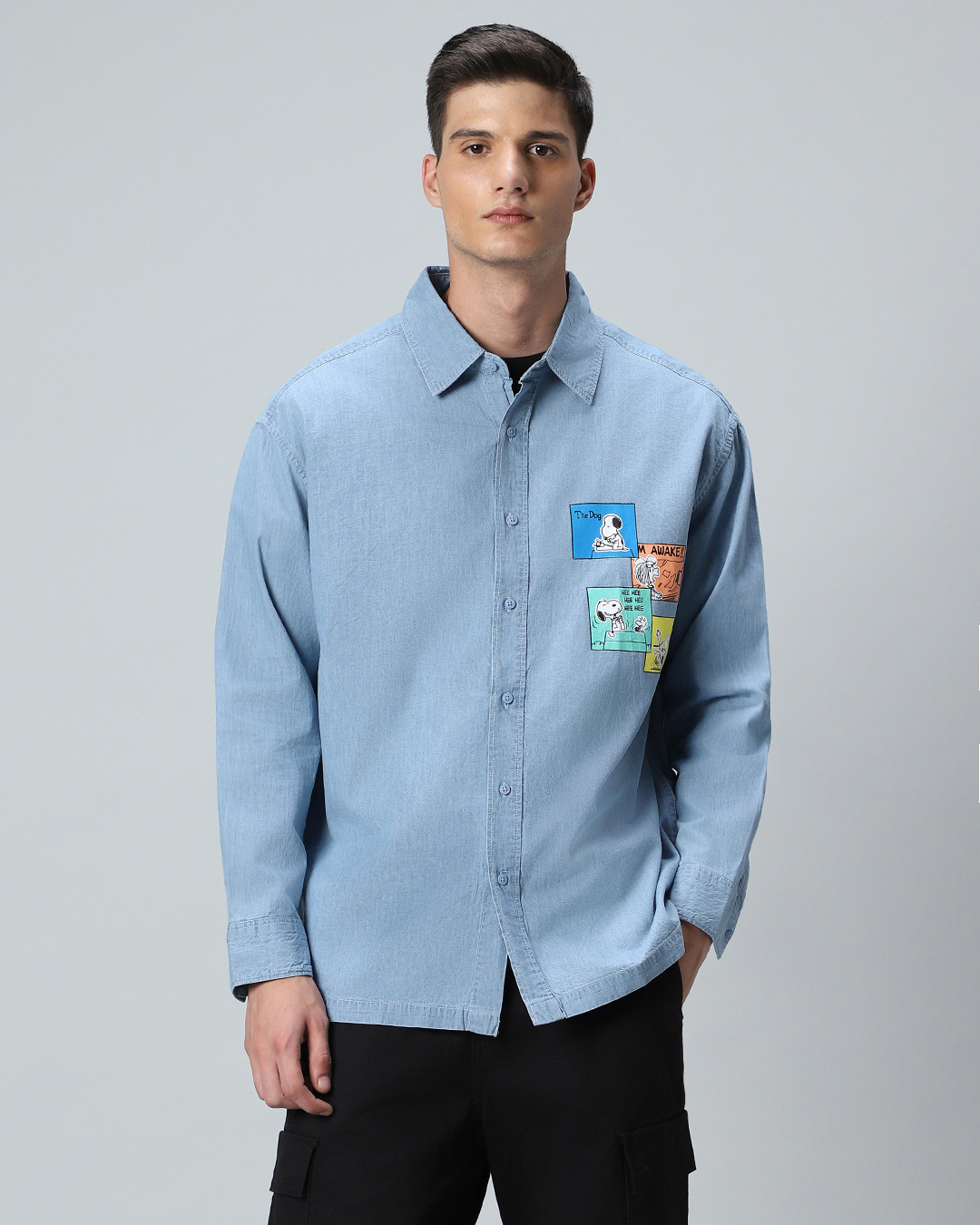 Shop Men's Blue Den Graphic Printed Oversized Shirt-Back