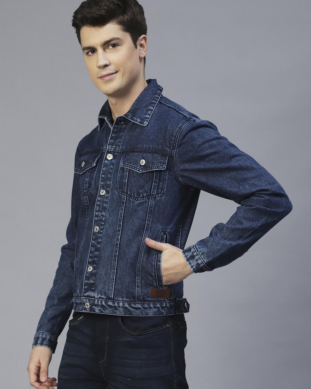 Shop Men's Blue Denim Jacket-Back