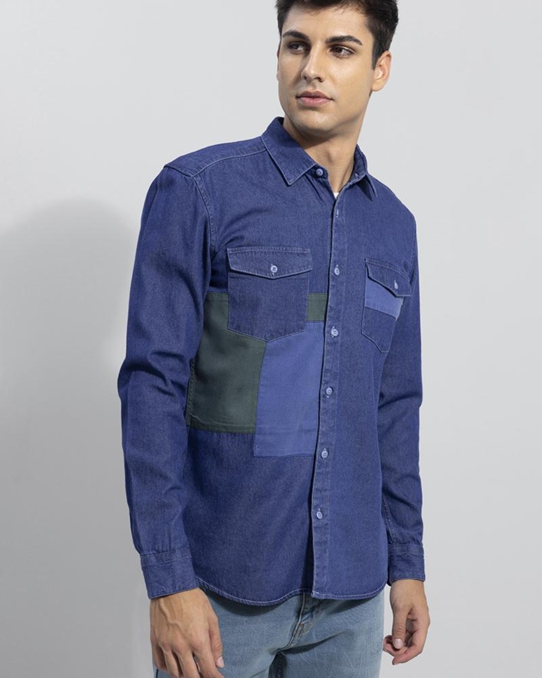 Buy Men's Blue Denim Slim Fit Shirt Online at Bewakoof
