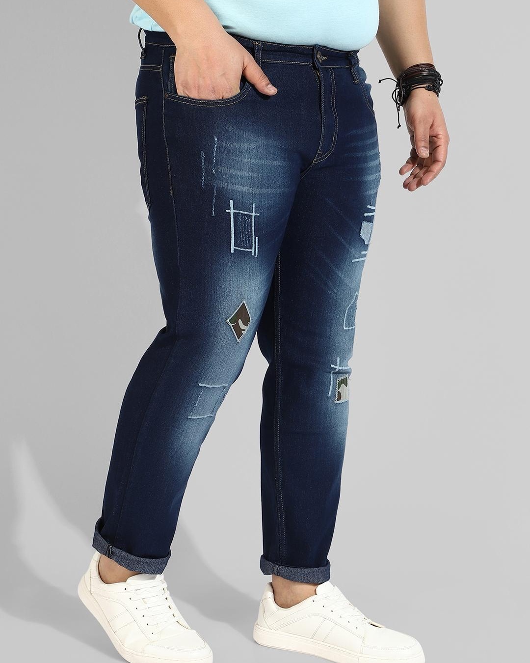 Buy Men's Blue Distressed Jeans Online at Bewakoof