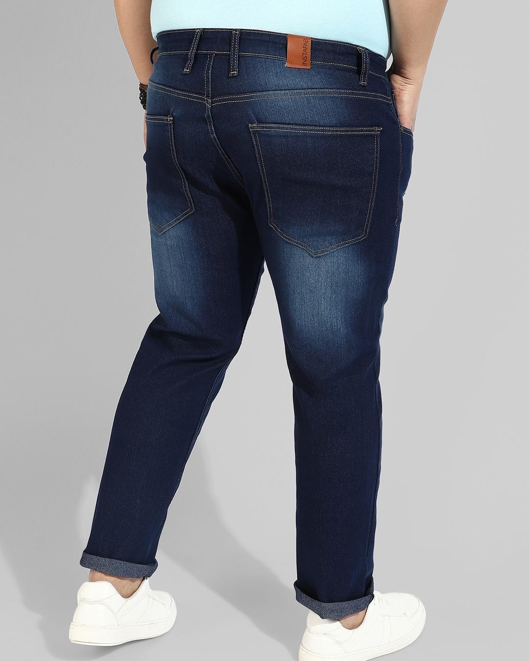 Shop Men's Blue Distressed Jeans-Back