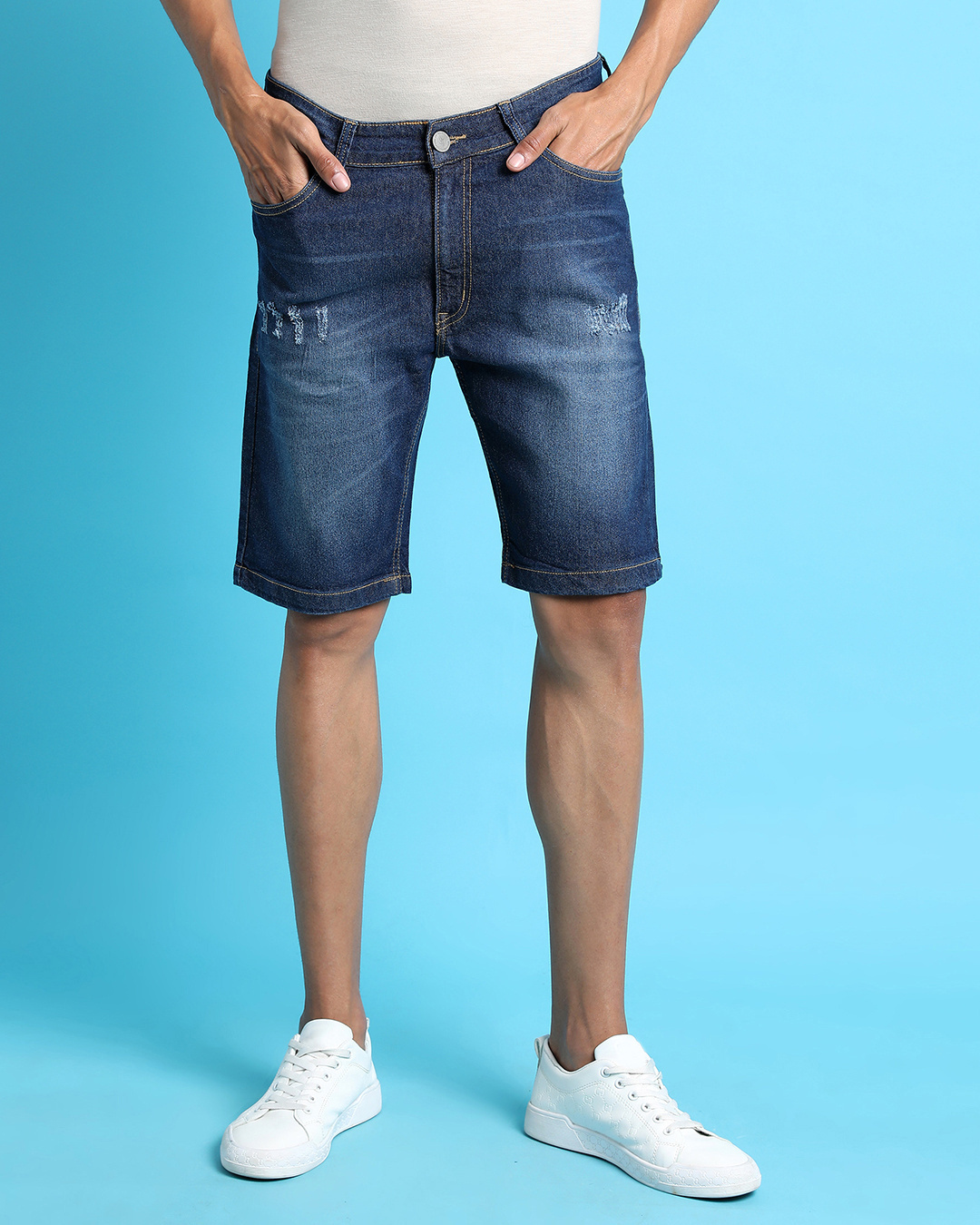 Cofouen Men's Ripped Short Jeans Casual Slim Fit India | Ubuy