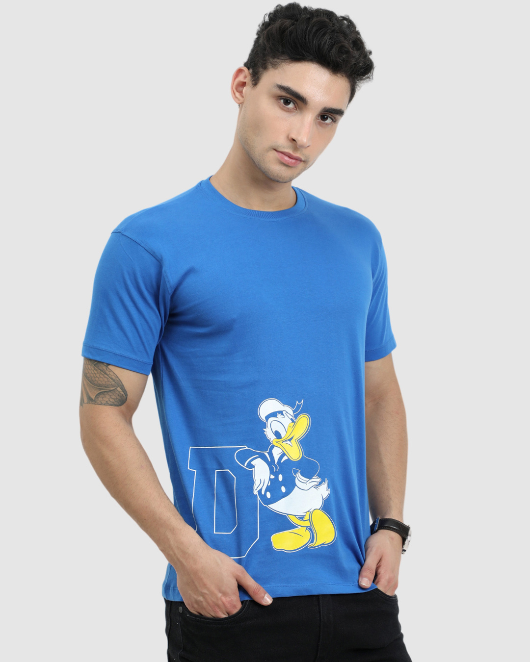 Shop Men's Blue Donald Duck Graphic Printed T-shirt-Back