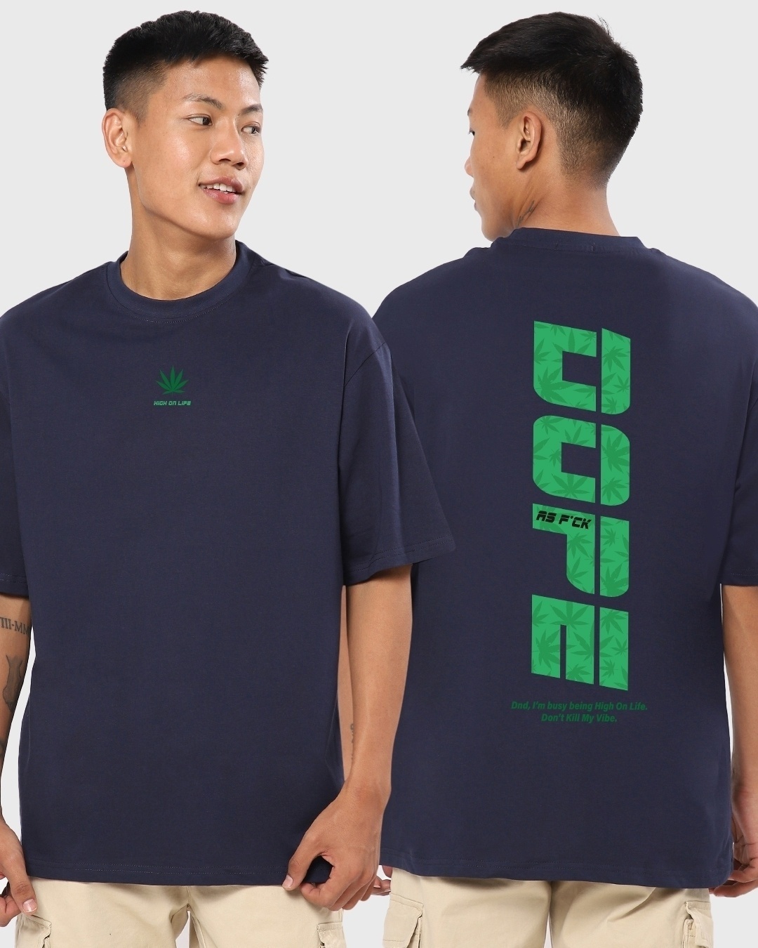 Buy Men's Blue Dope AF Typography Oversized T-shirt Online at Bewakoof