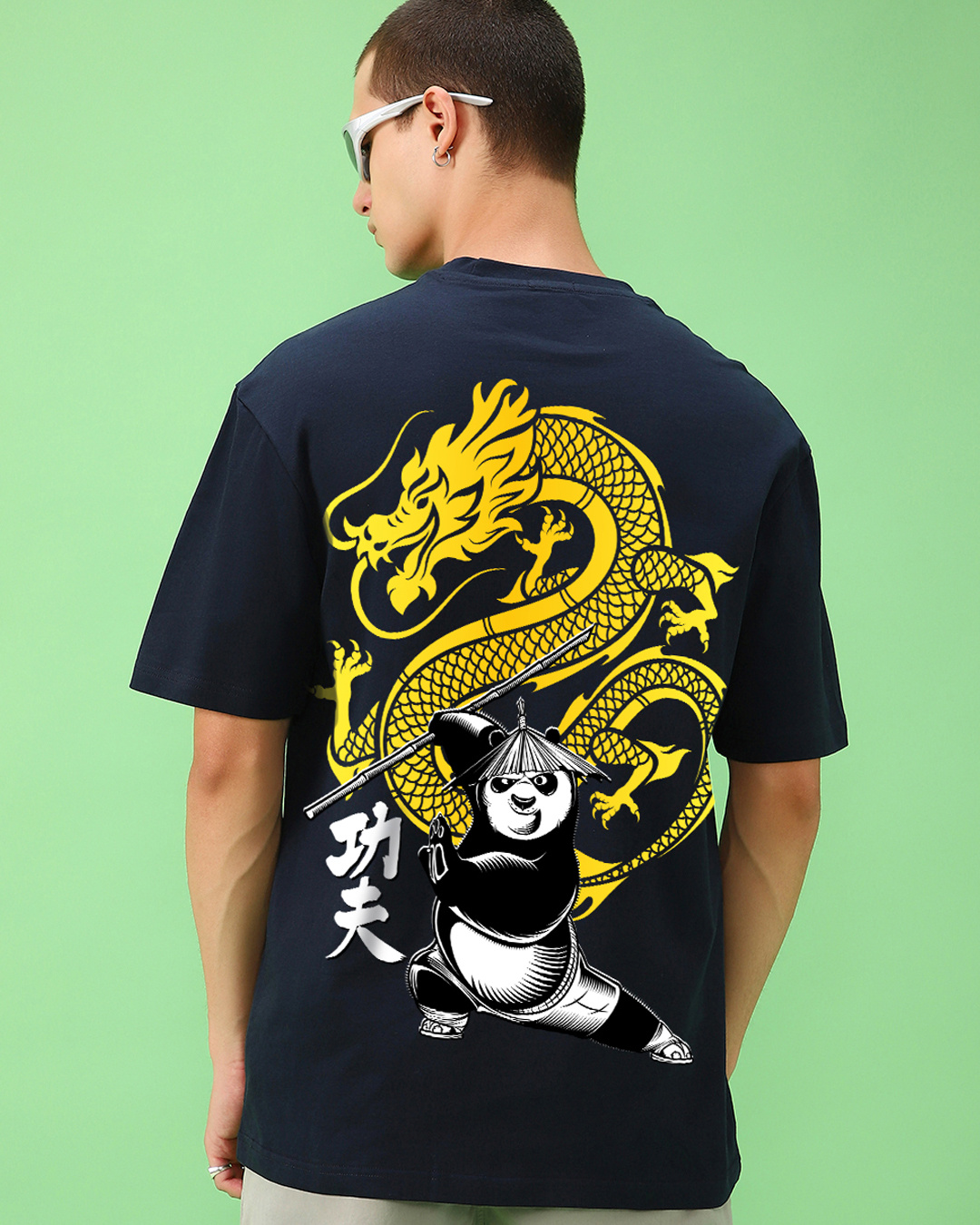 Buy Men's Blue Dragon Warrior Graphic Printed Oversized T-shirt Online ...