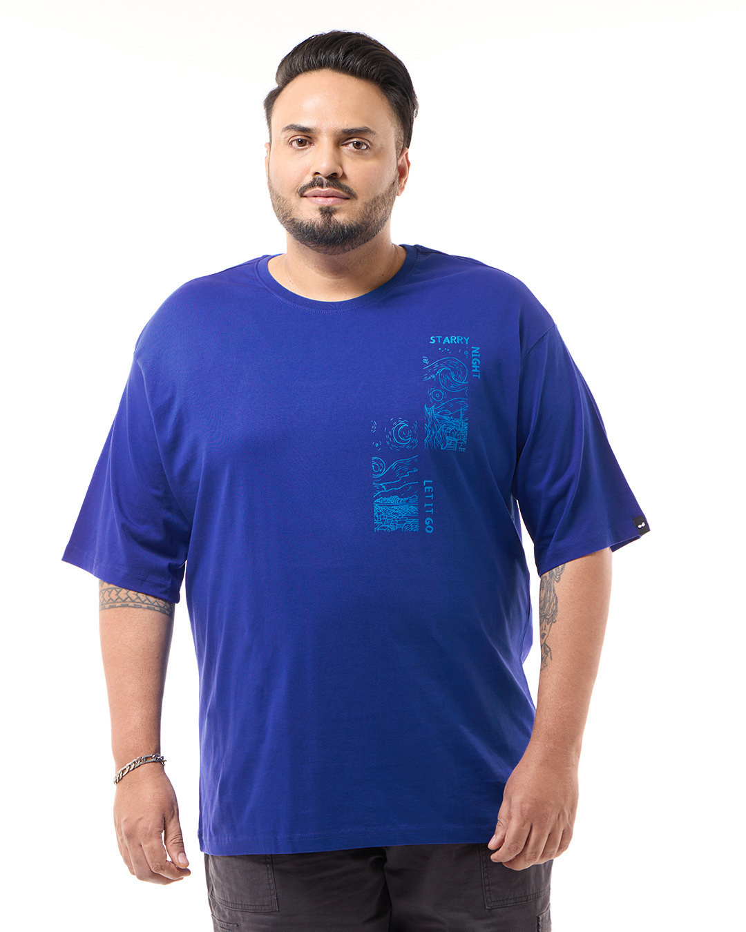 Shop Men's Blue Dream Air Graphic Printed Oversized Plus Size T-shirt-Back