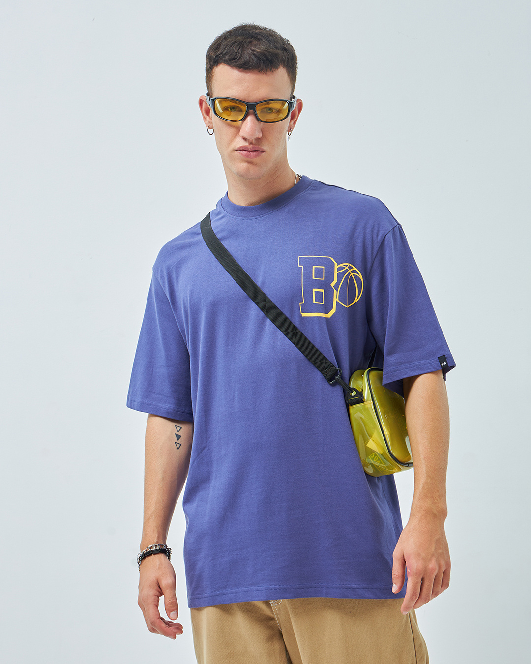 Shop Men's Blue Dunk Graphic Printed Super Loose Fit T-shirt-Back
