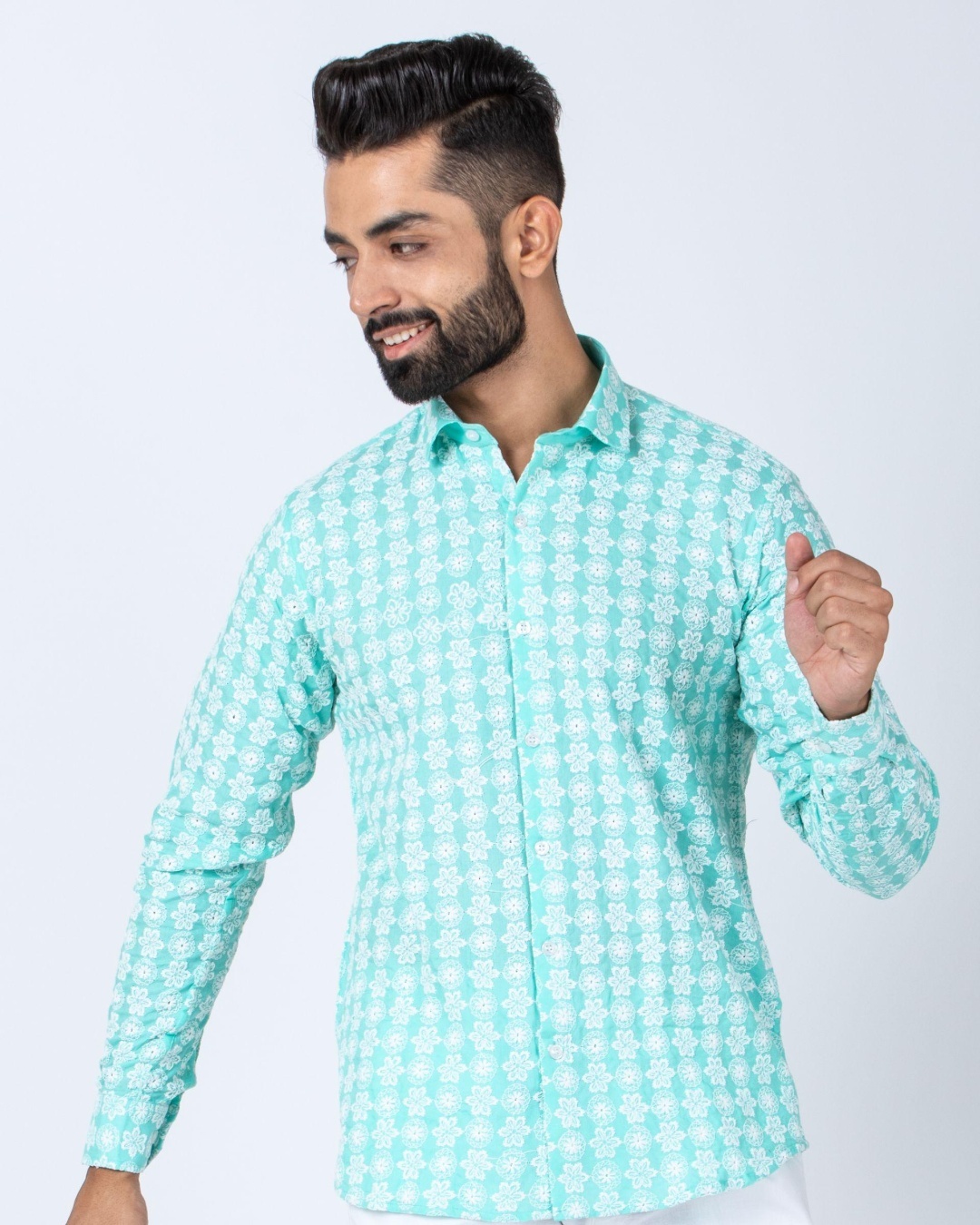 Buy Men's Blue Embroidered Shirt Online at Bewakoof