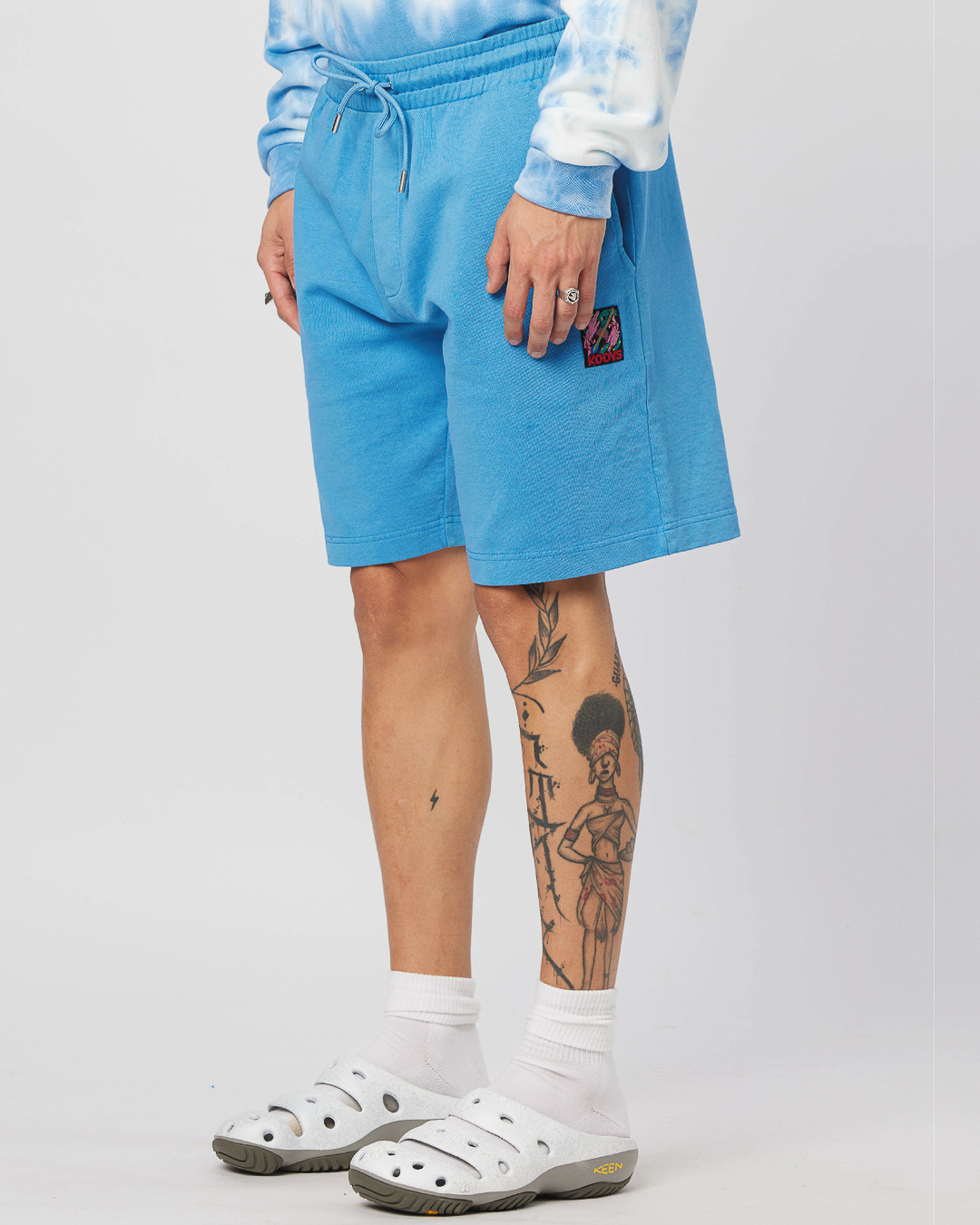 Shop Men's Blue Embroidered Shorts-Back