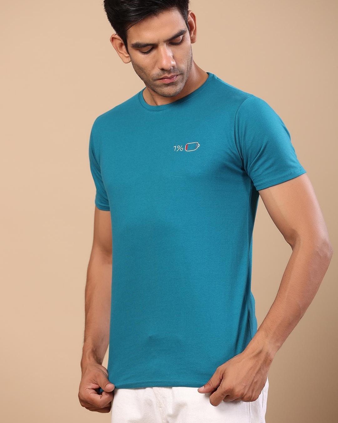 Shop Men's Blue Embroidered T-shirt-Back