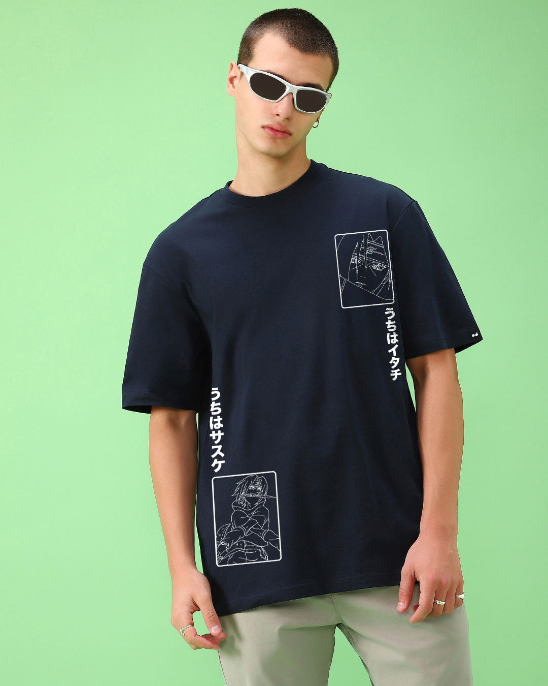 Shop Men's Blue Enough Hate Graphic Printed Oversized T-shirt-Back