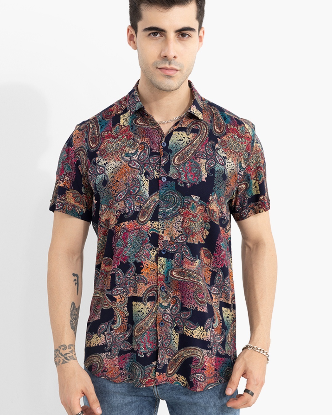 Buy Men's Blue Ethnic Motif Printed Shirt for Men Blue Online at Bewakoof