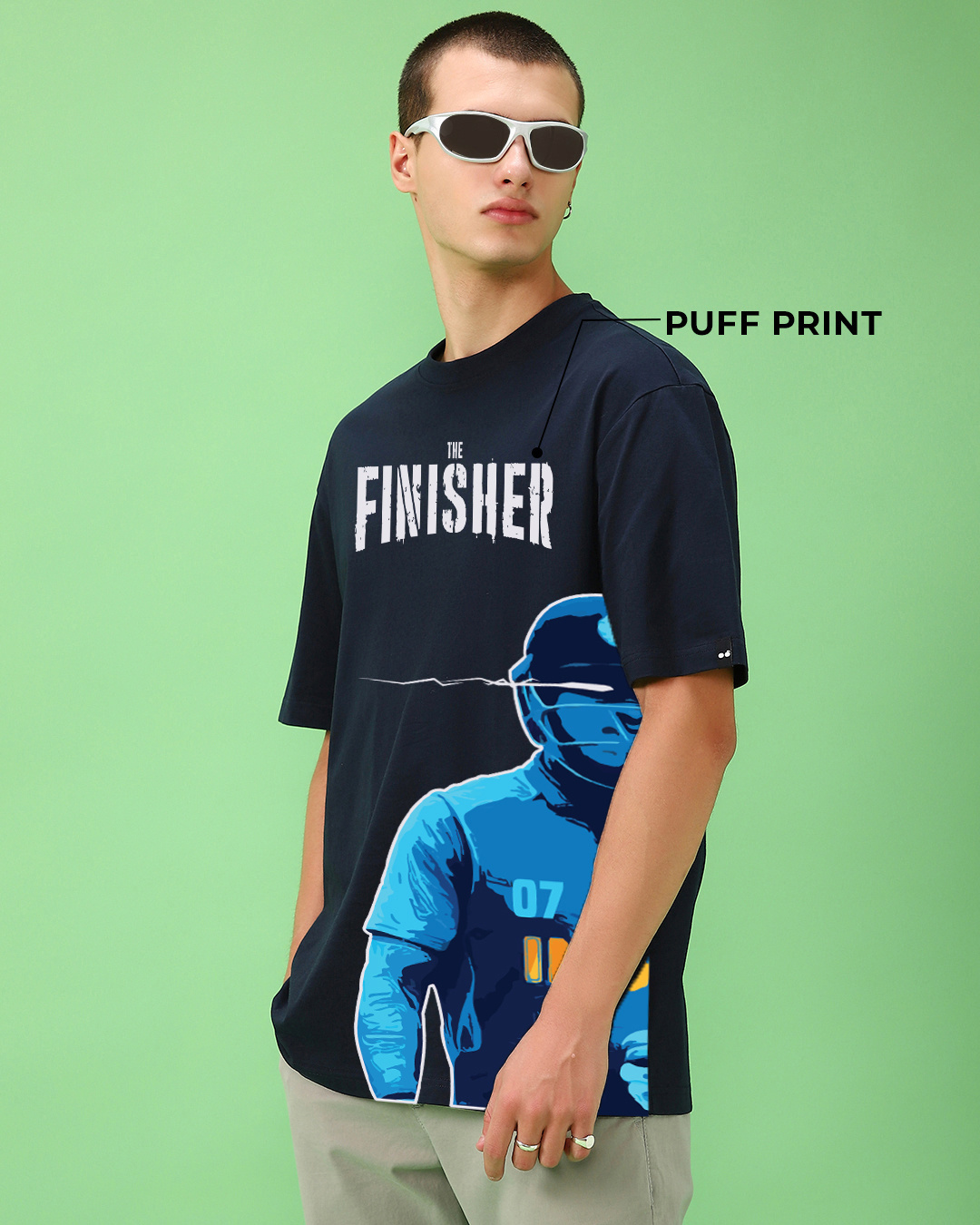 Shop Men's Blue Finisher Graphic Printed Oversized T-shirt-Back