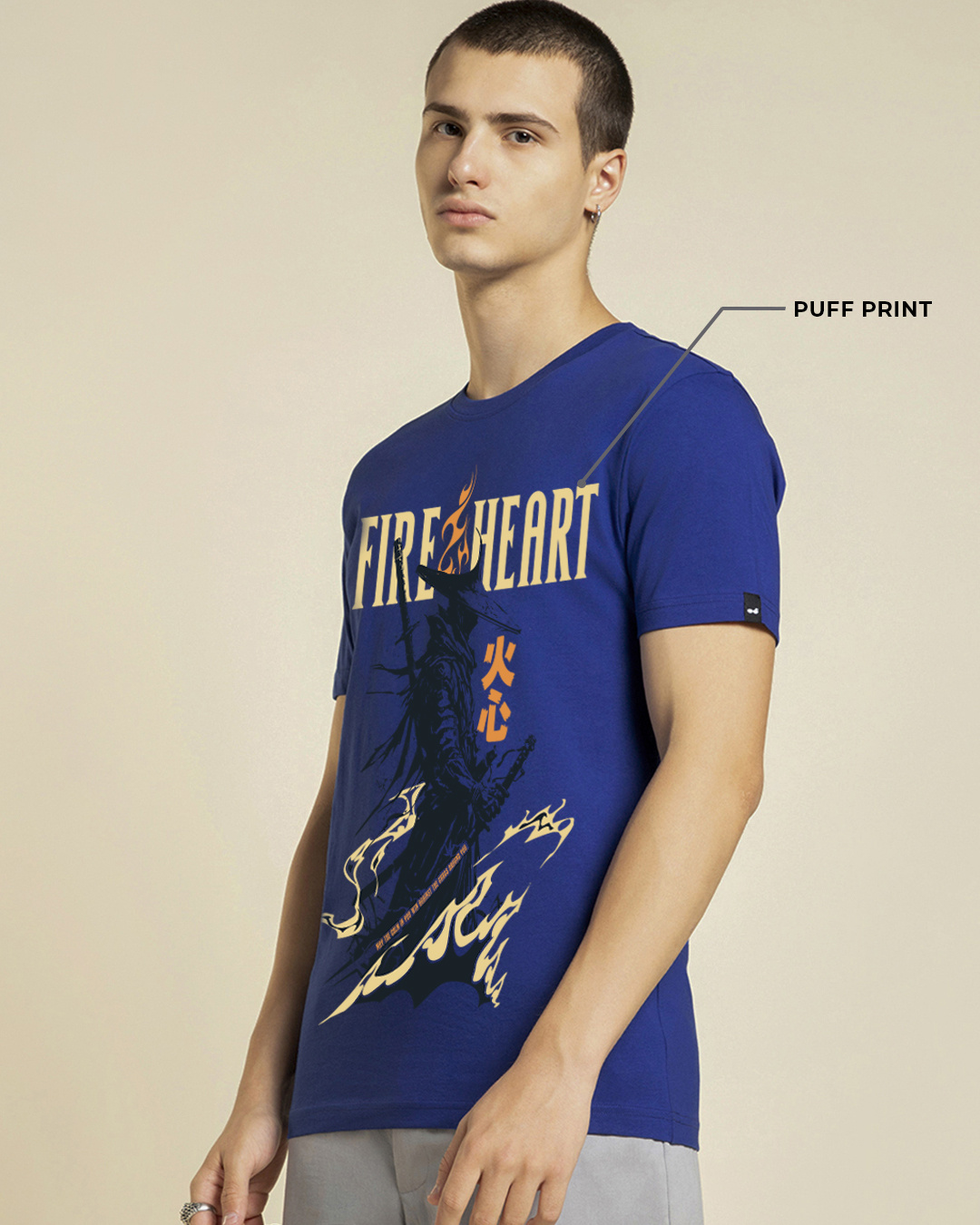 Shop Men's Blue Fire Heart Graphic Printed T-shirt-Back