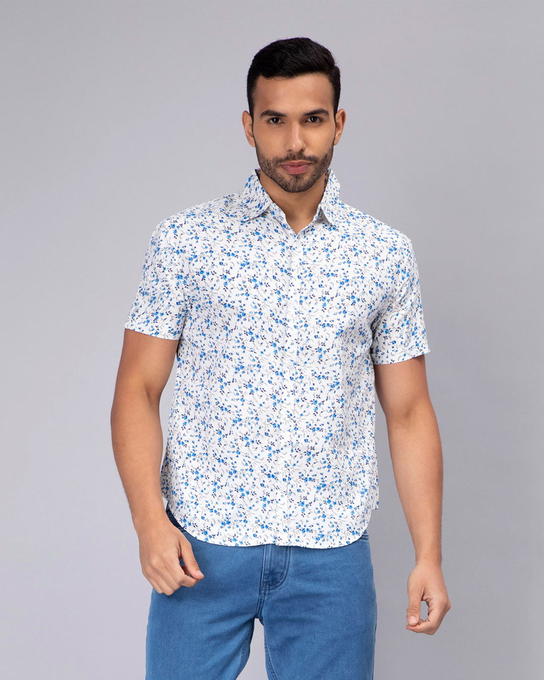 Buy Men s Blue Floral Printed Slim Fit Shirt Online At Bewakoof buy-men-s-blue-floral-printed-slim-fit-shirt-online-at-bewakoof