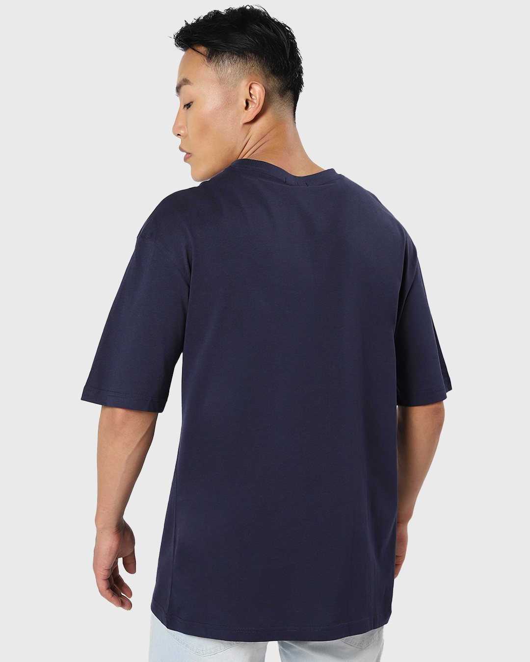 Shop Men's Blue Friends logo Typography Oversized T-shirt-Back
