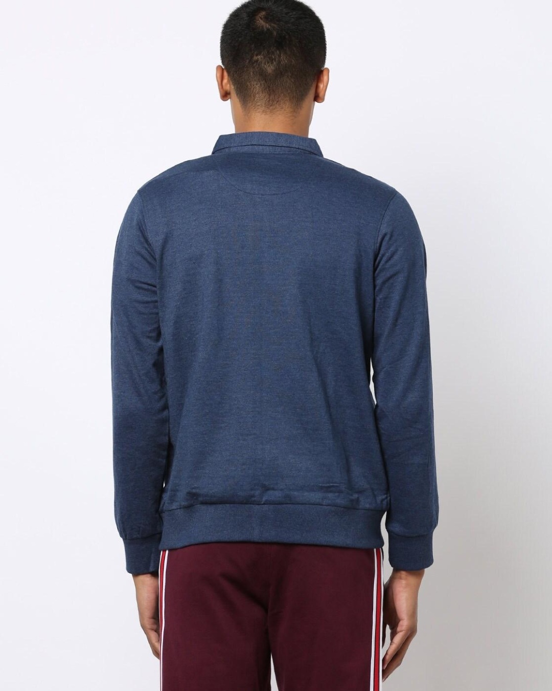 Shop Men's Blue Front Zip Sweatshirt-Back