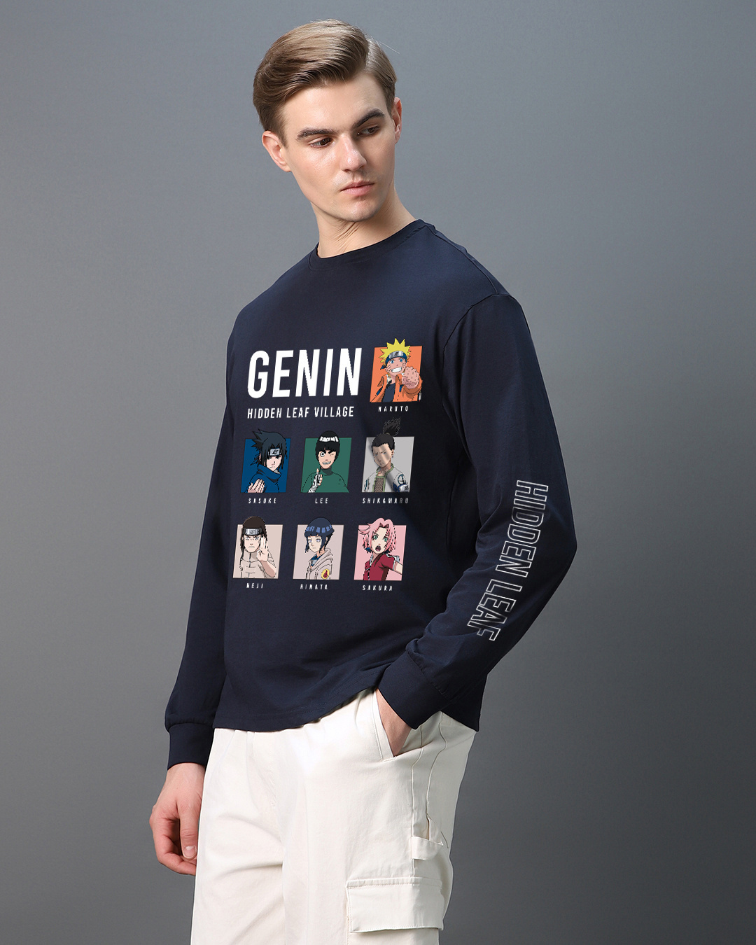 Shop Men's Blue Genins Graphic Printed Oversized T-shirt-Back